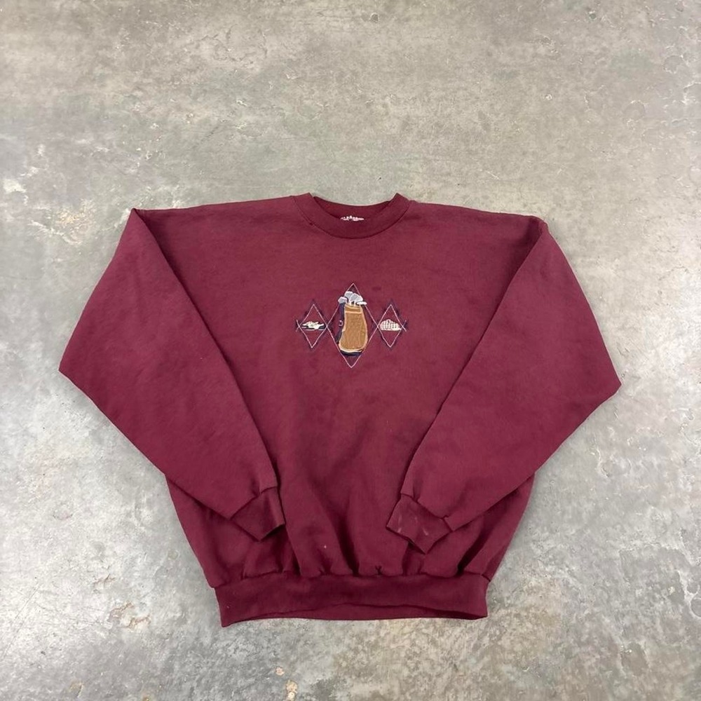 Vintage 90s Burgundy Golf Sweatshirt Size large